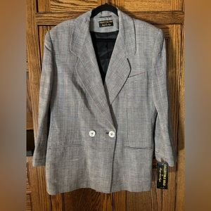 80s Vintage Giorgio Sant’ Angelo | Black White Plaid Blazer | womens 16